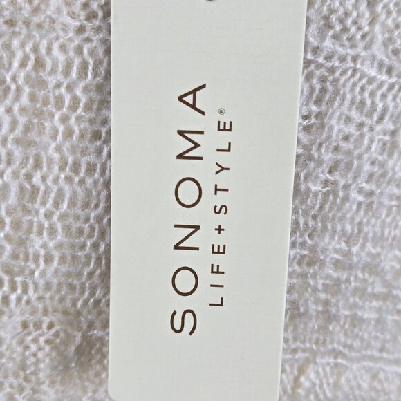 Sonoma Size Medium Cream Colored Open Weave Long Cardigan Lightweight Long Slv - Picture 8 of 12